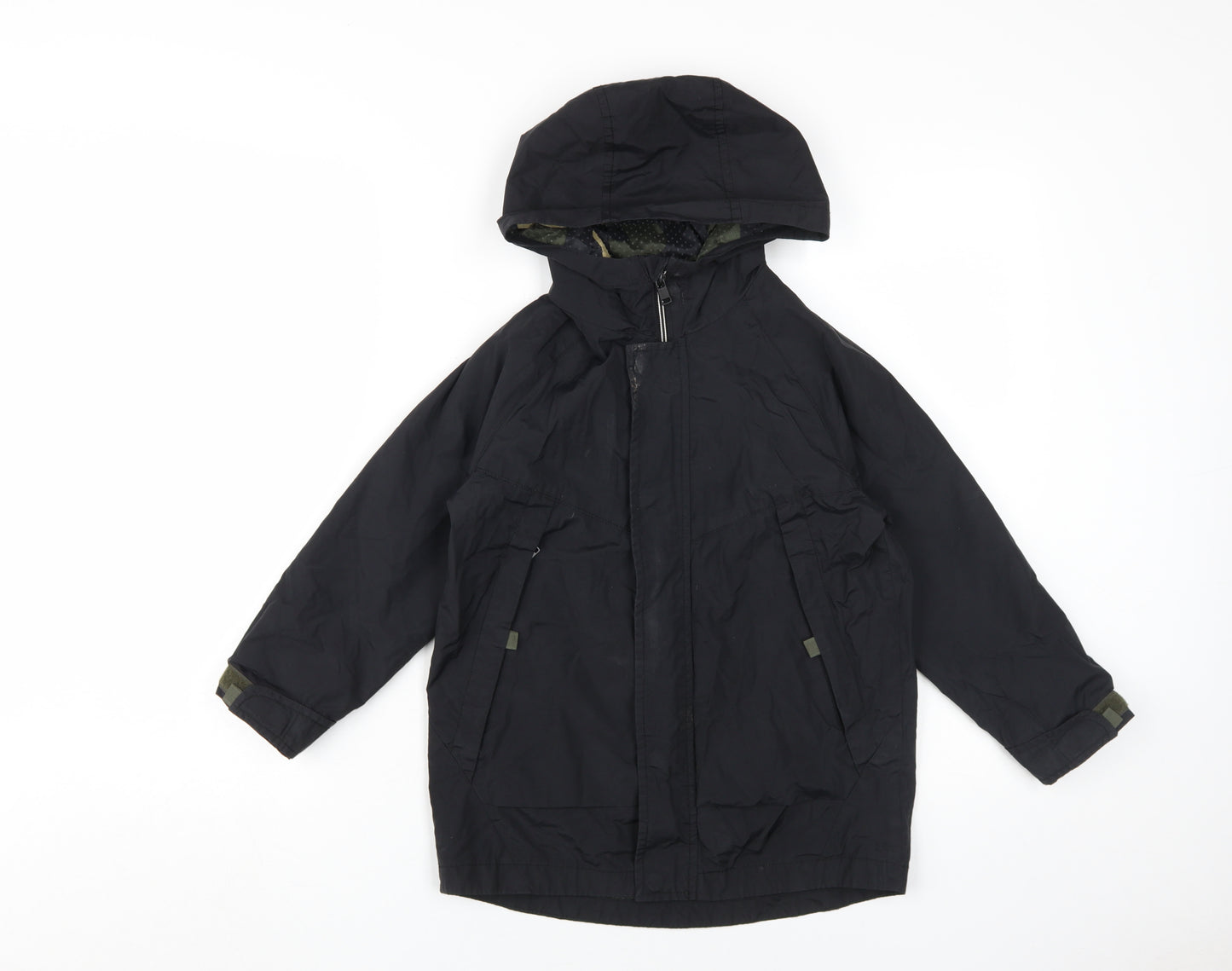 Zara Boys Black Parka Jacket with Hood, Size S