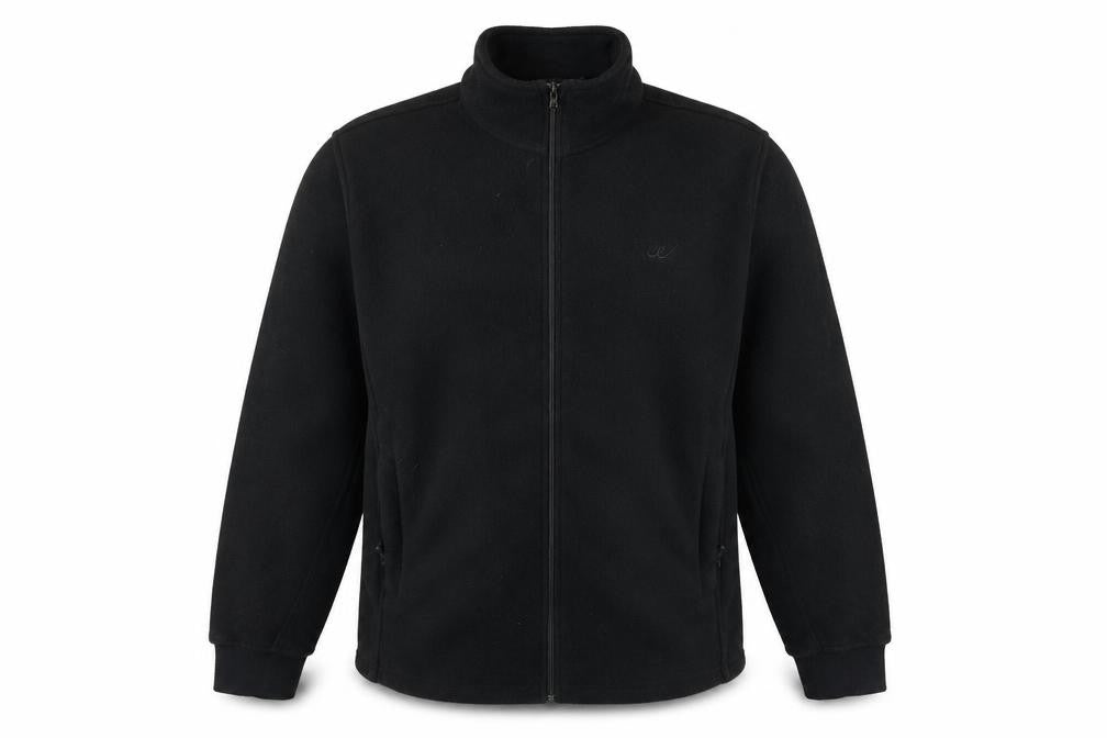 Front view of Guodil Men's Black Fleece Jacket L Stand-Up Collar