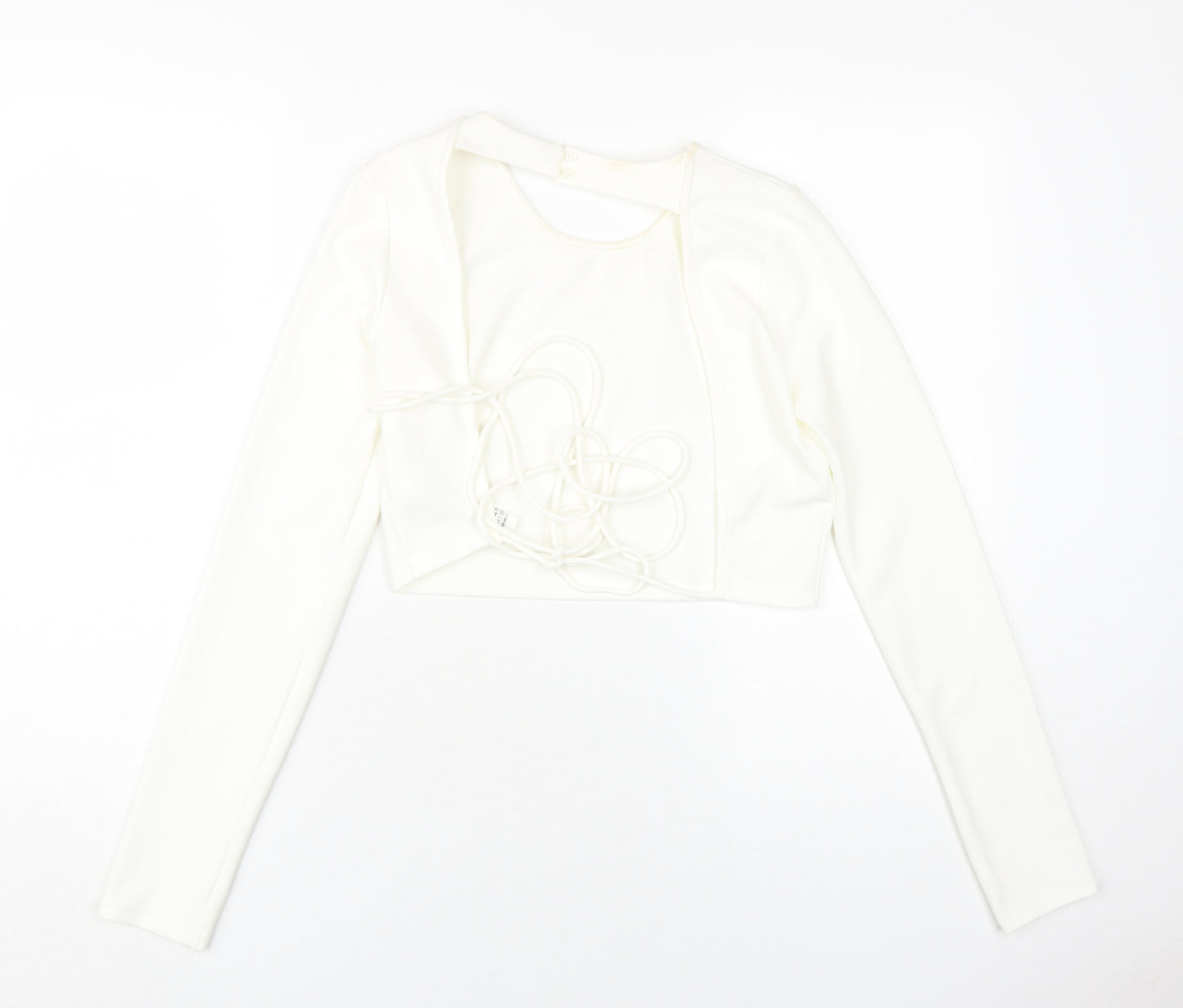 Zara Women's White Cropped Blouse, Size S, Casual Slim Fit