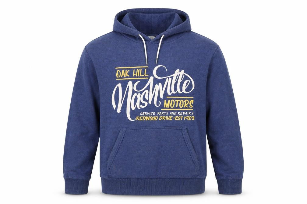 Front view of Next Men's Blue Medium Pullover Graphic Hoodie