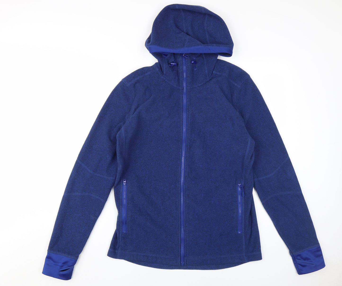 H&M Men's Blue Hooded Fleece Jacket, Size M