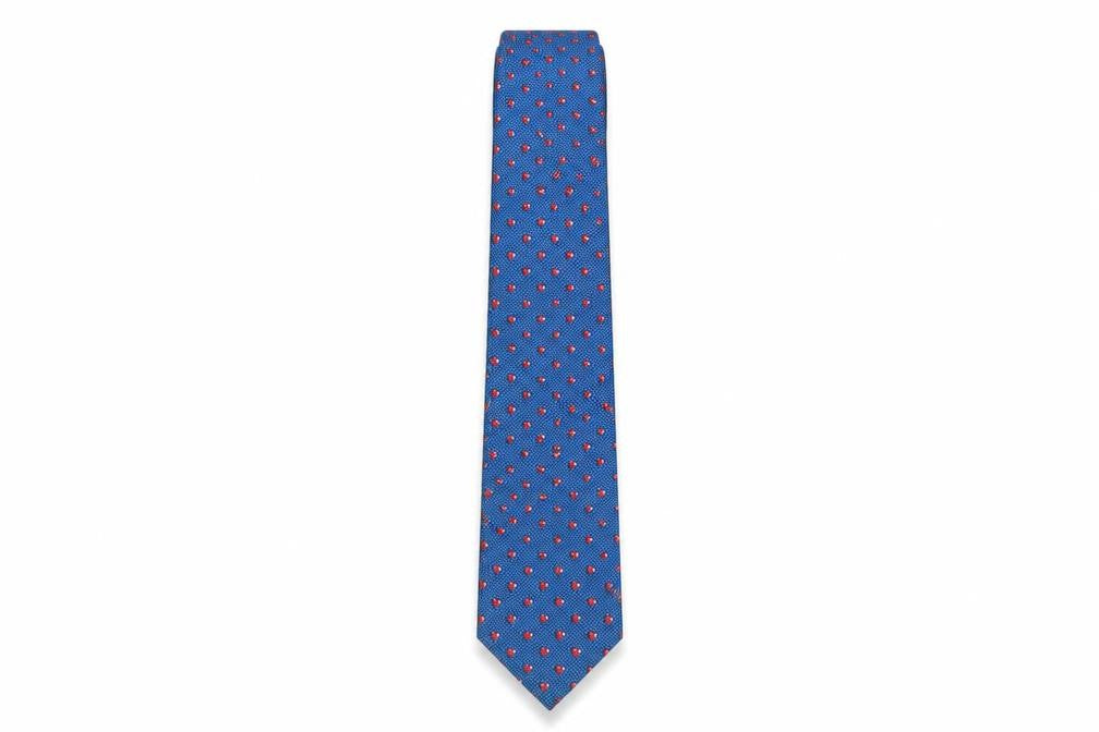 Front view of Tie Rack men’s blue geometric silk tie