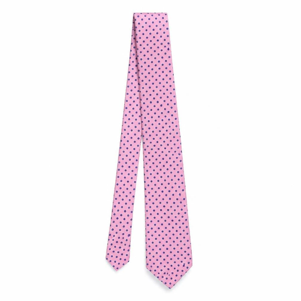 Front view of Savoy Taylors Guild Pink Polka Dot Silk Men's Tie