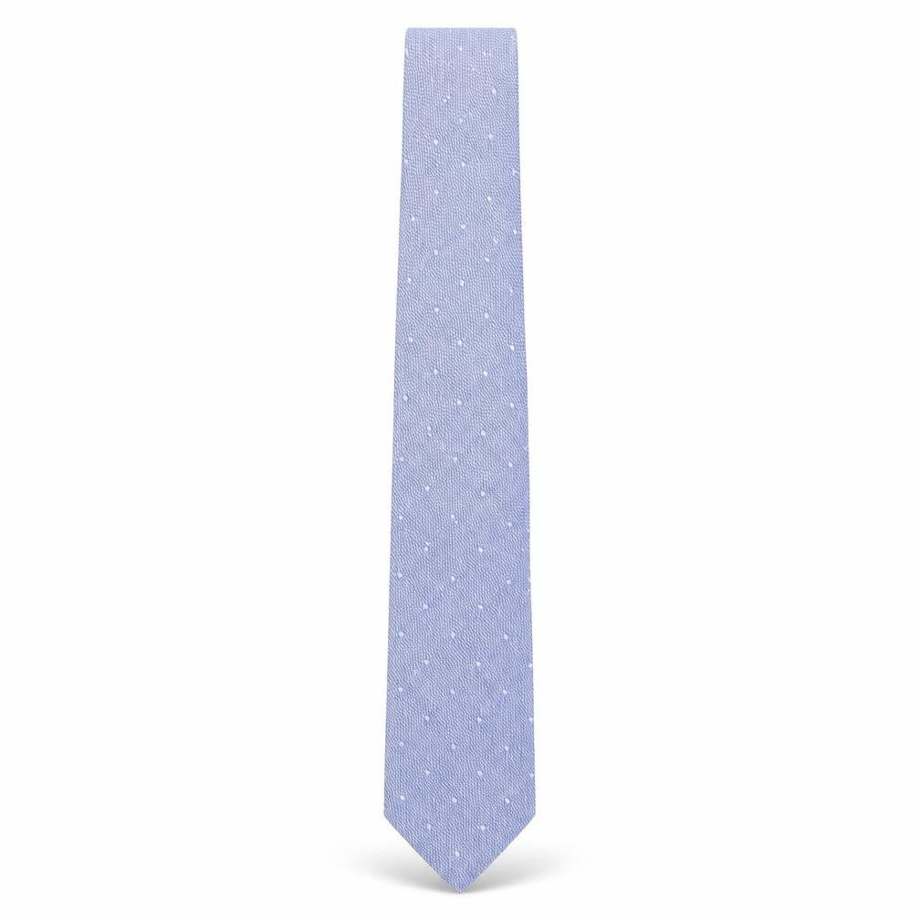 Front view of Charles Tyrwhitt Blue Silk Slim Tie Men’s Polka Dot Handmade