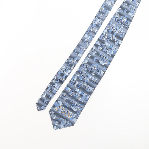 C&A Men's Blue Silk Geometric Tie - One Size