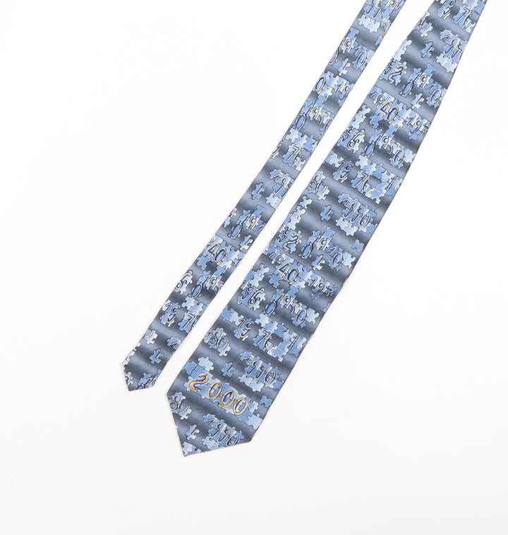 C&A Men's Blue Silk Geometric Tie - One Size
