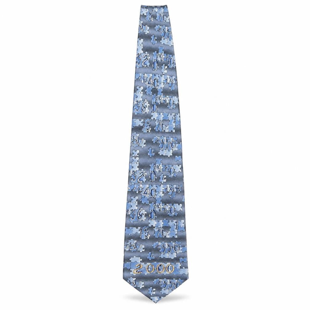 Front view of C&A Men's Blue Silk Geometric Tie - One Size