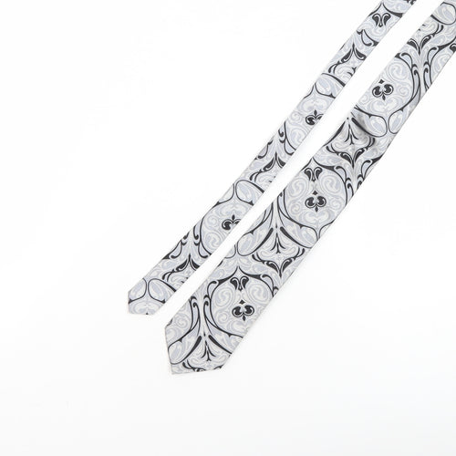 A.Christensen Men's Silver Geometric Silk Tie