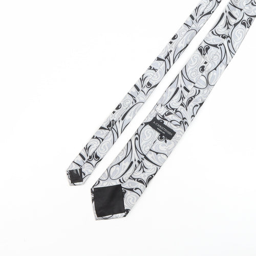 A.Christensen Men's Silver Geometric Silk Tie