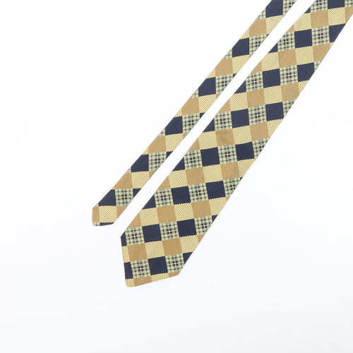 Next Men's Beige Plaid Silk Tie
