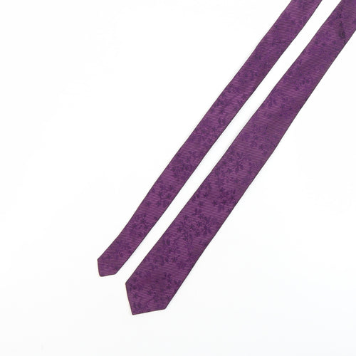 Nigel Hall Men's Purple Silk Slim Floral Tie