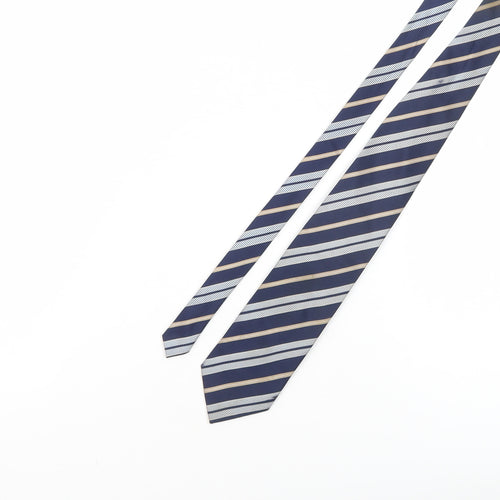 Van Gils Men's Blue Striped Slim Silk Tie