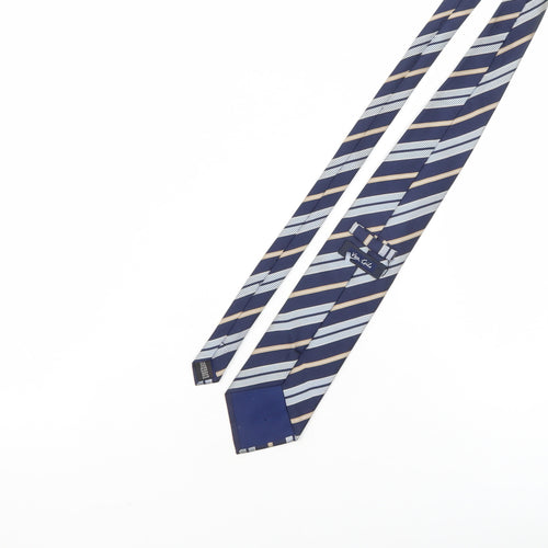 Van Gils Men's Blue Striped Slim Silk Tie