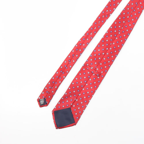 Marks and Spencer Men's Red Silk Geometric Tie One Size