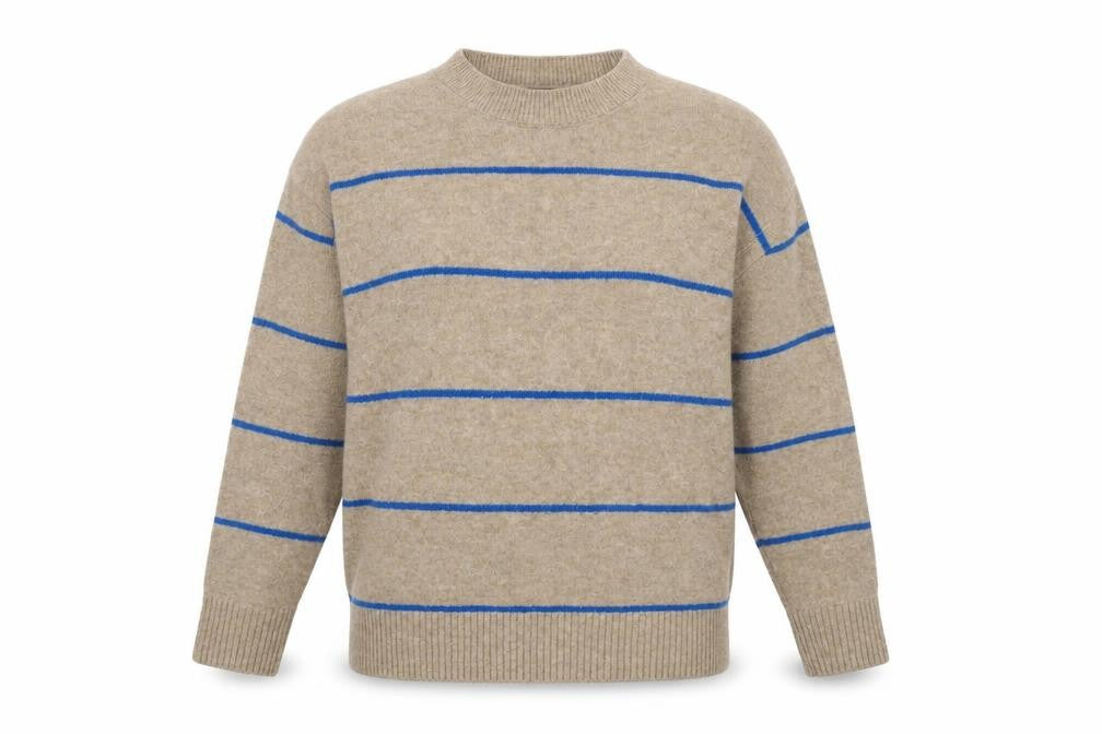 Front view of Mango Women's Beige Striped jumper, size M