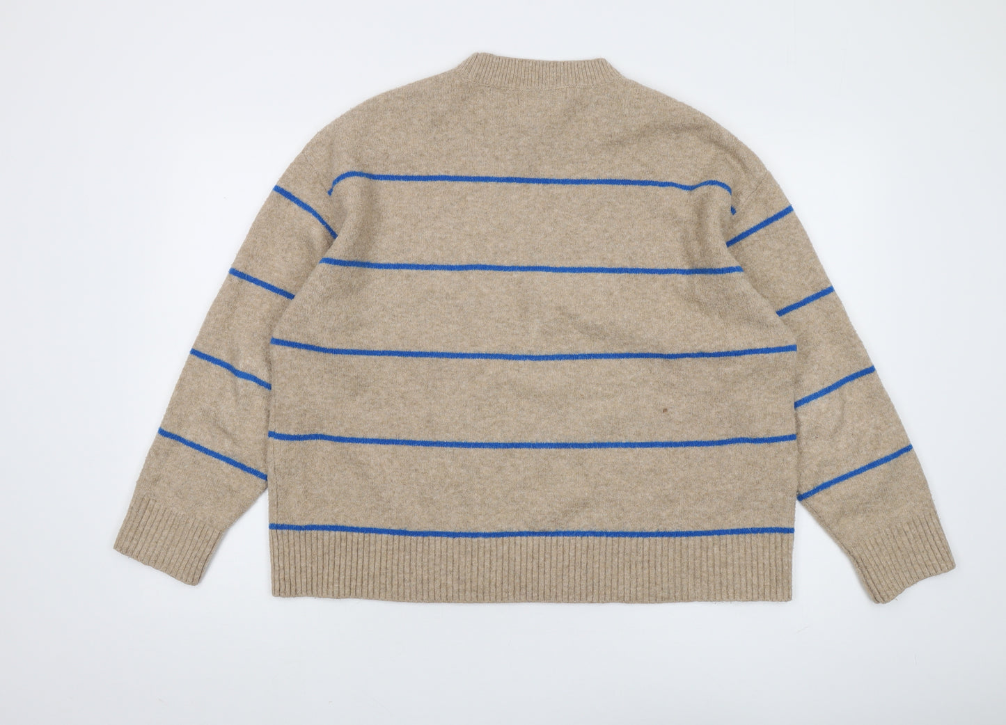 MNG Women's Beige Striped Pullover Jumper, Size M