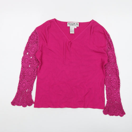 Joseph A. Women's Pink V-Neck Pullover Jumper