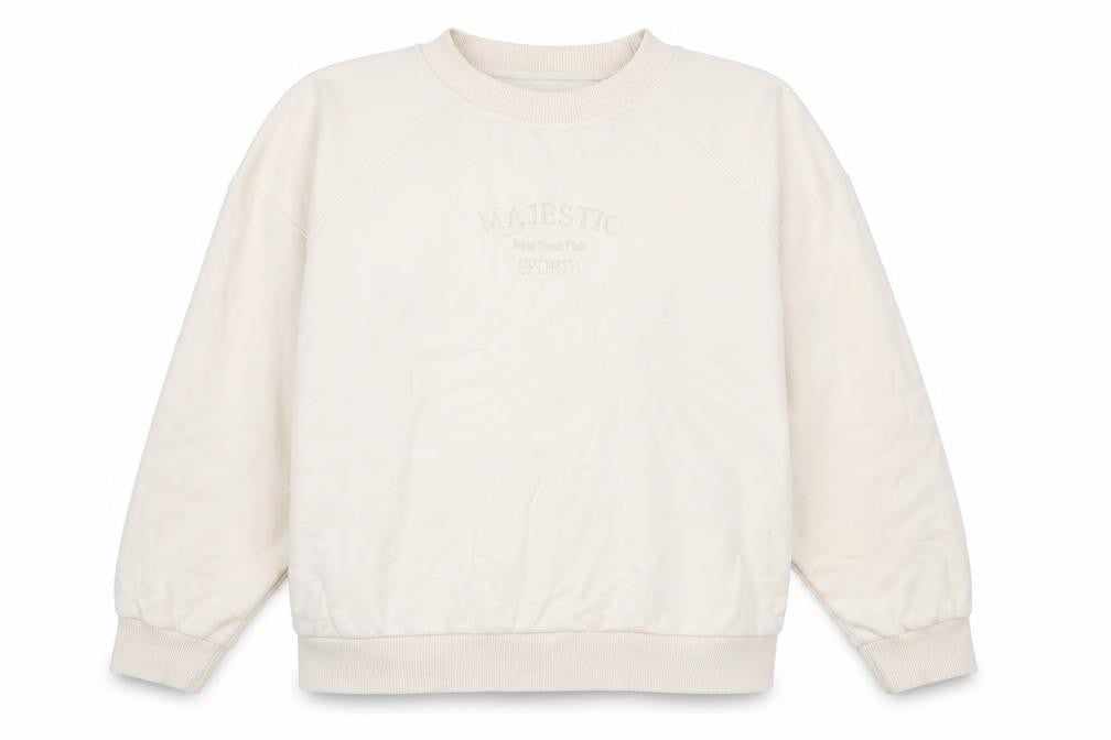 Front view of Mango Women's Ivory Pullover Sweatshirt, Medium