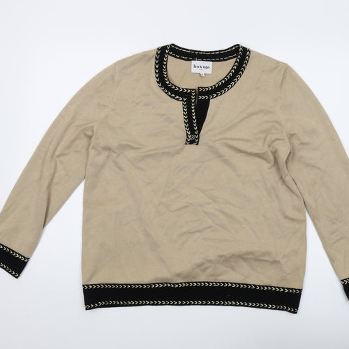 Leo & Ugo Women's Beige Henley Jumper, L