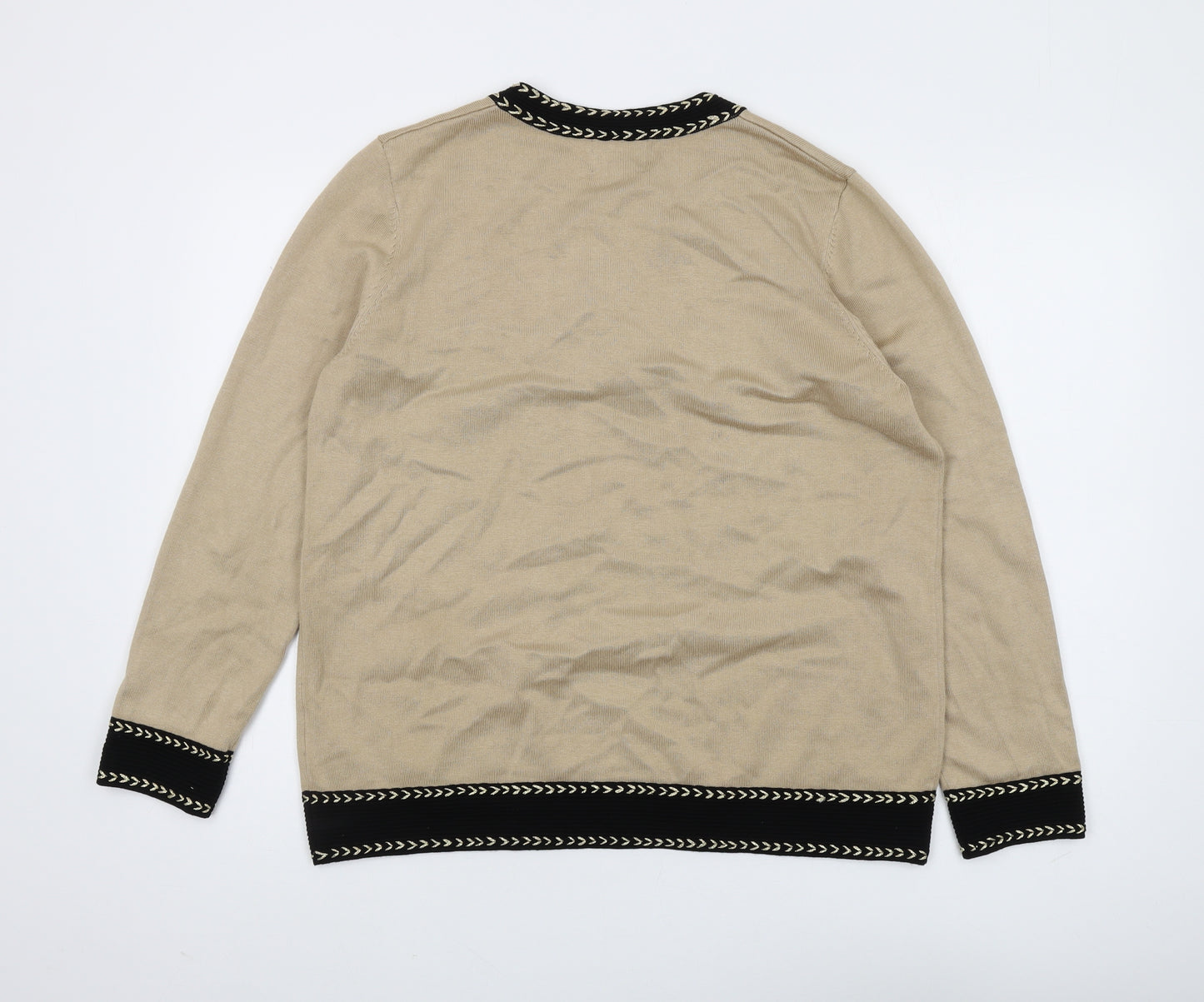Leo & Ugo Women's Beige Henley Jumper, L