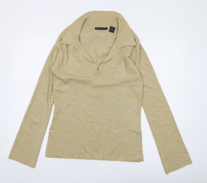 Jane by Marciano Women's Gold Collared Pullover Jumper - S