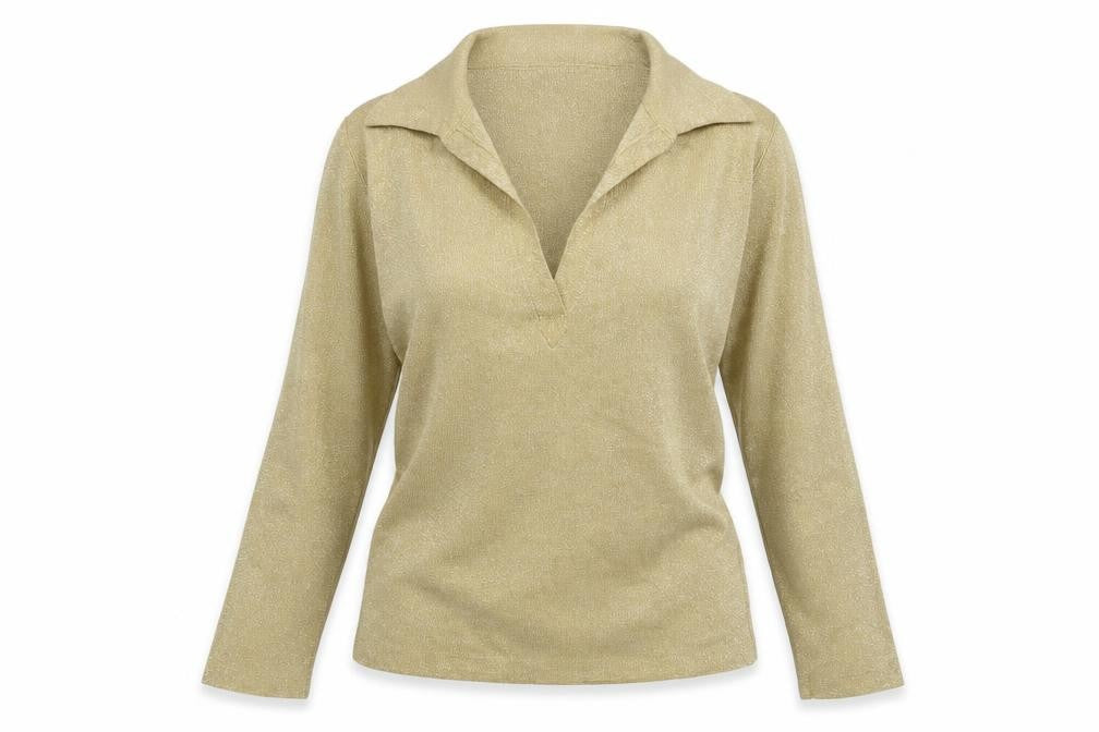 Front view of Jane by Marciano Women's Gold Collared jumper - S