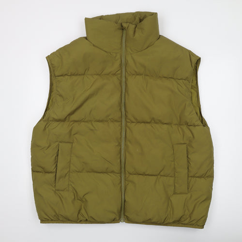 H&M Unisex Green Puffer Jacket, Size M, Full Zip