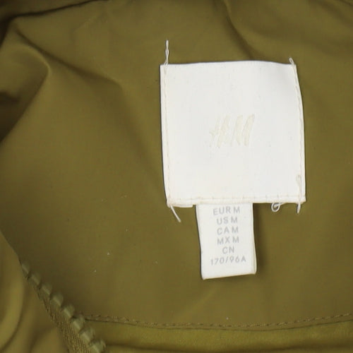 H&M Unisex Green Puffer Jacket, Size M, Full Zip