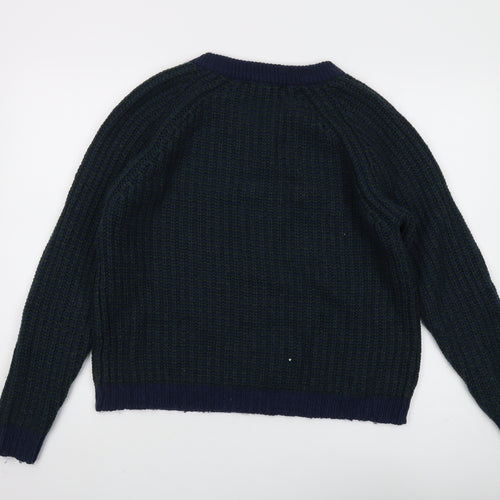 ASOS Women's Blue Chunky Knit V-Neck Jumper S