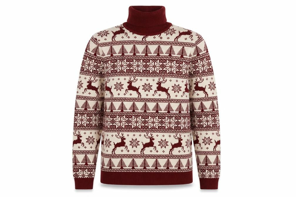 ASOS DESIGN Men's Red XS Roll Neck Christmas Jumper
