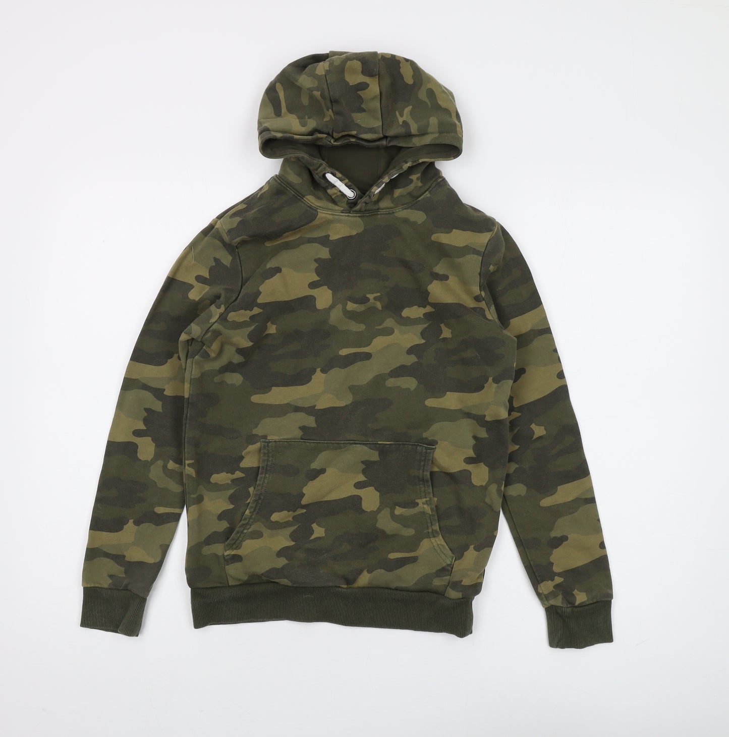 Marks and Spencer Boys Green Camouflage Pullover Hoodie 12-13Y