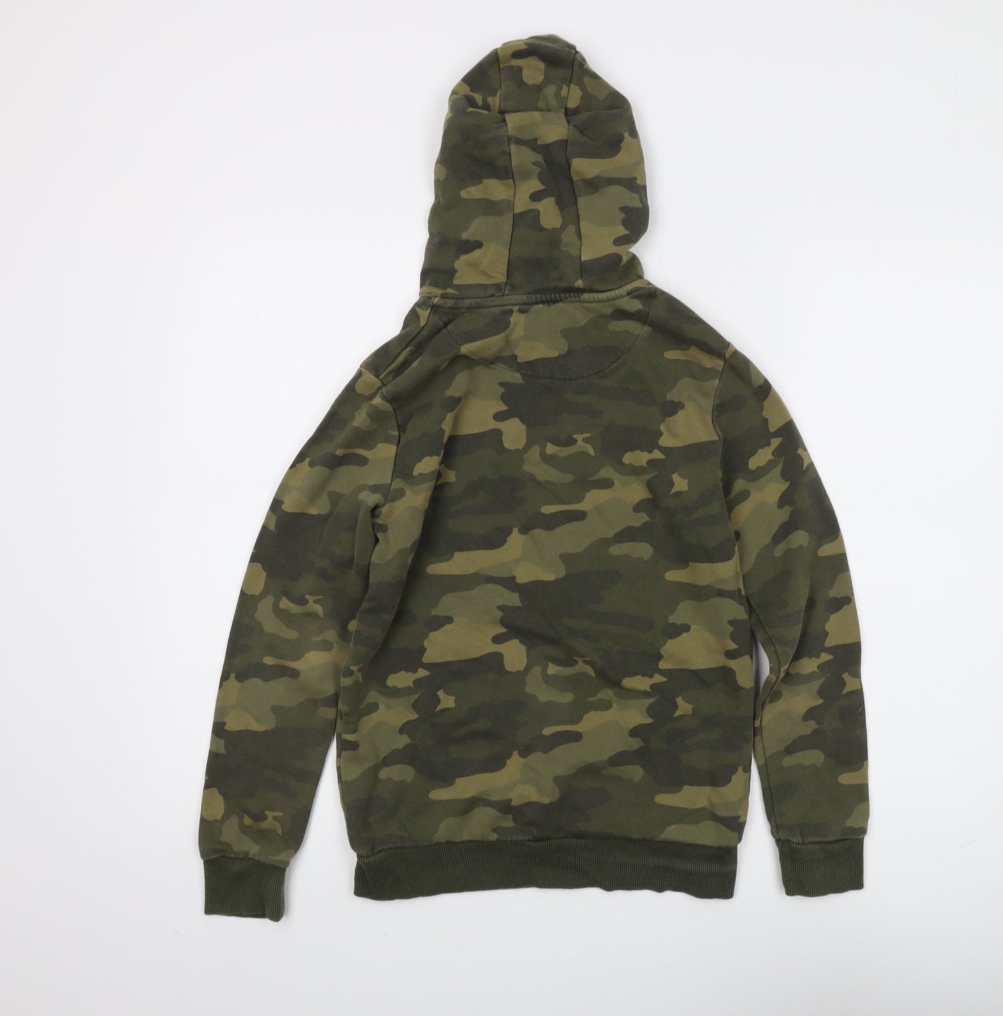 Marks and Spencer Boys Green Camouflage Pullover Hoodie 12-13Y