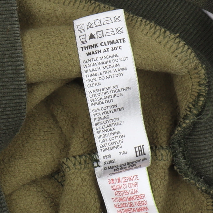 Marks and Spencer Boys Green Camouflage Pullover Hoodie 12-13Y