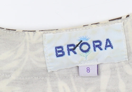 Brora Women's Brown Floral A-Line Dress, Size 8