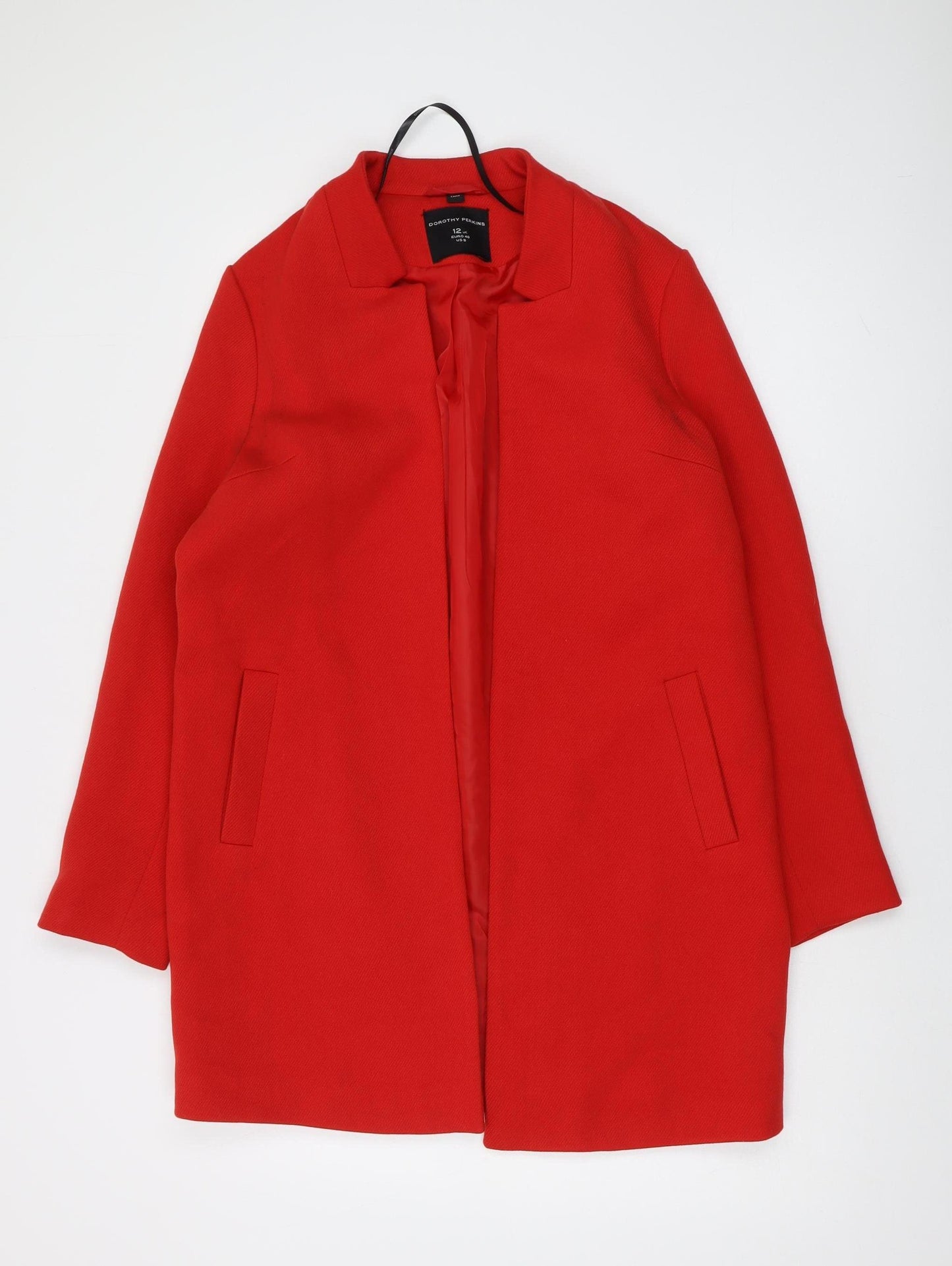 Dorothy Perkins Women's Red Coat Size 12 Mid-Length Open