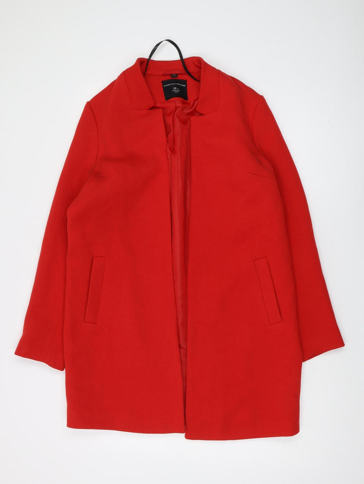 Dorothy Perkins Women's Red Coat Size 12 Mid-Length Open