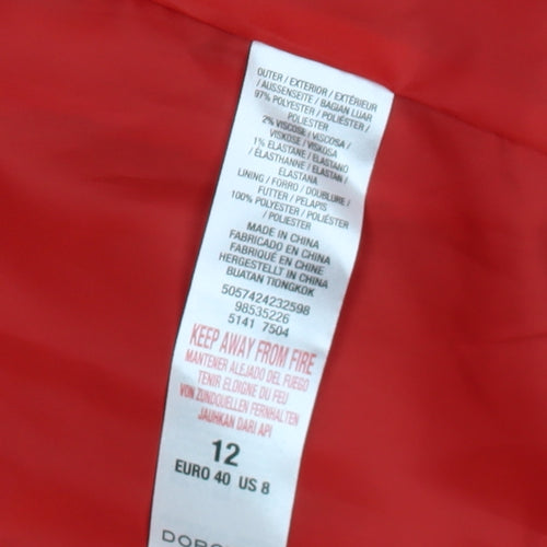 Dorothy Perkins Women's Red Coat Size 12 Mid-Length Open