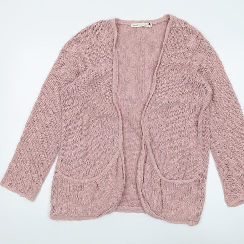 Next Women's Pink Cardigan, Size 12, Open-Knit Cotton