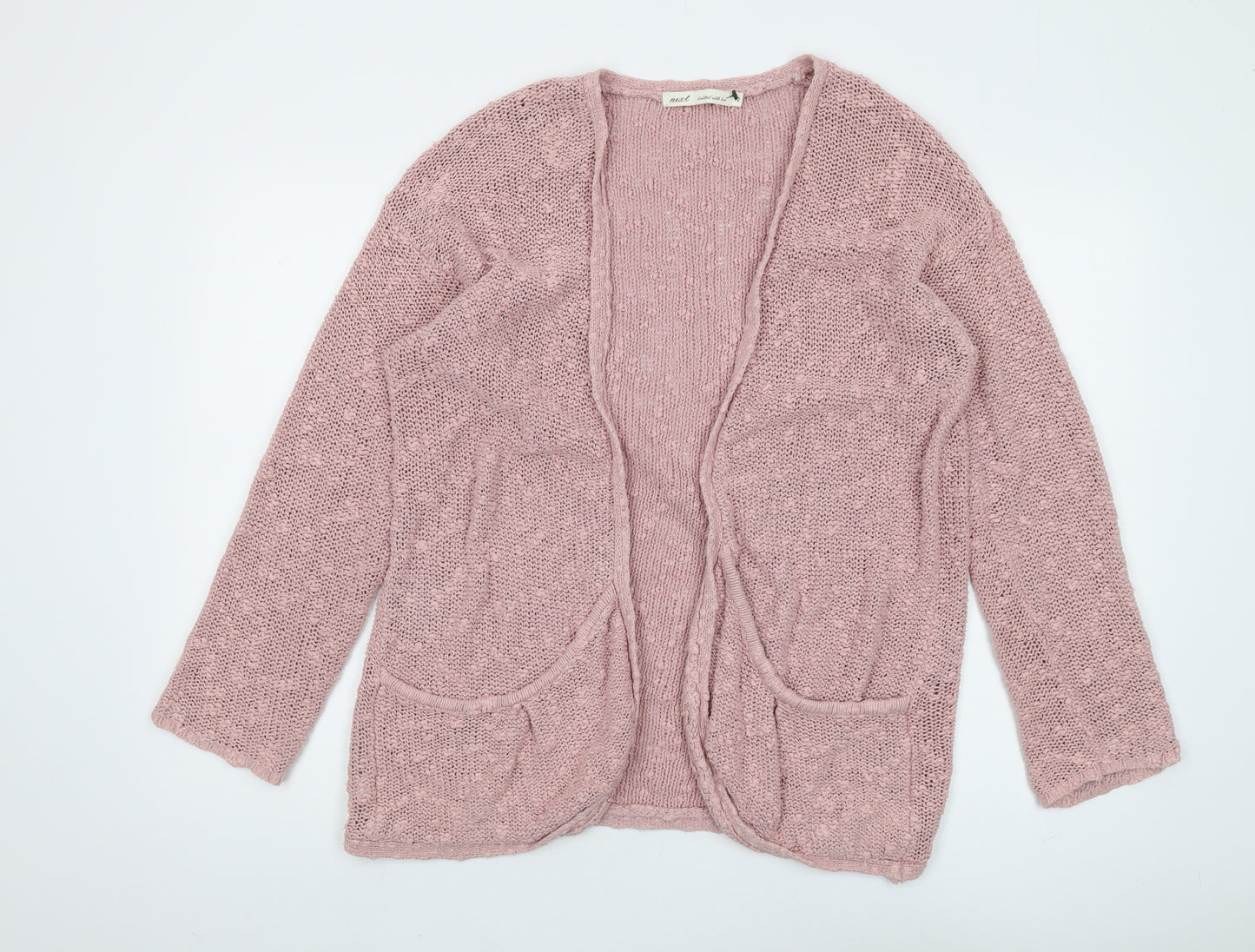 Next Women's Pink Cardigan, Size 12, Open-Knit Cotton