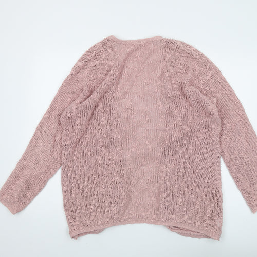 Next Women's Pink Cardigan, Size 12, Open-Knit Cotton
