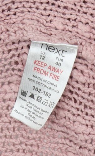 Next Women's Pink Cardigan, Size 12, Open-Knit Cotton