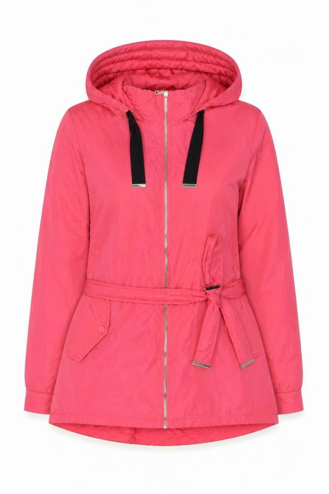 Front view of Next Women's Pink Anorak Jacket, size 12, Hooded & Belted