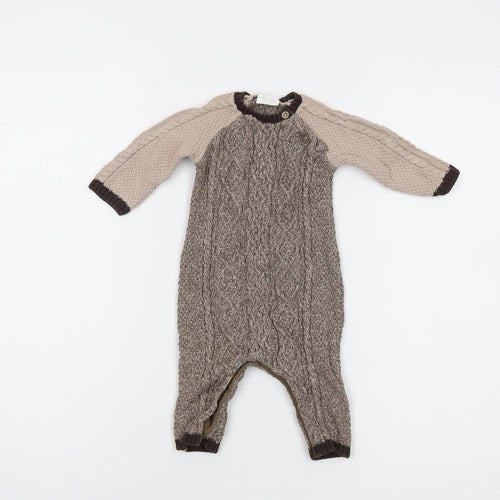 Next Unisex Baby Romper Brown 3-6 Months Knit Style