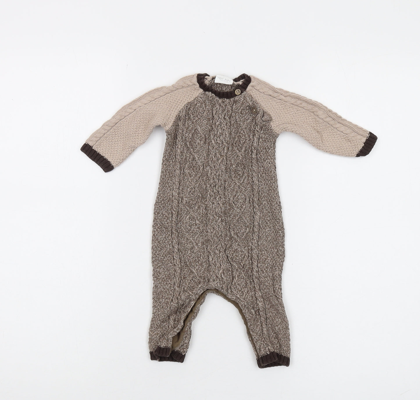 Next Unisex Baby Romper Brown 3-6 Months Knit Style