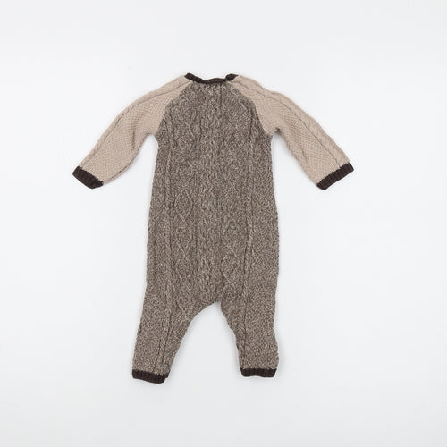 Next Unisex Baby Romper Brown 3-6 Months Knit Style