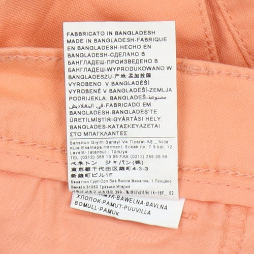 United Colors of Benetton Women's Orange Cotton Chino's Size 8