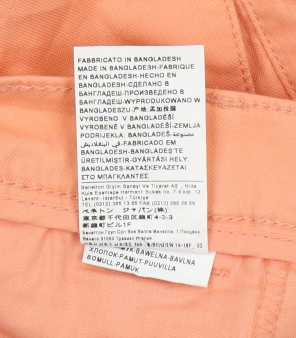 United Colors of Benetton Women's Orange Cotton Chino's Size 8