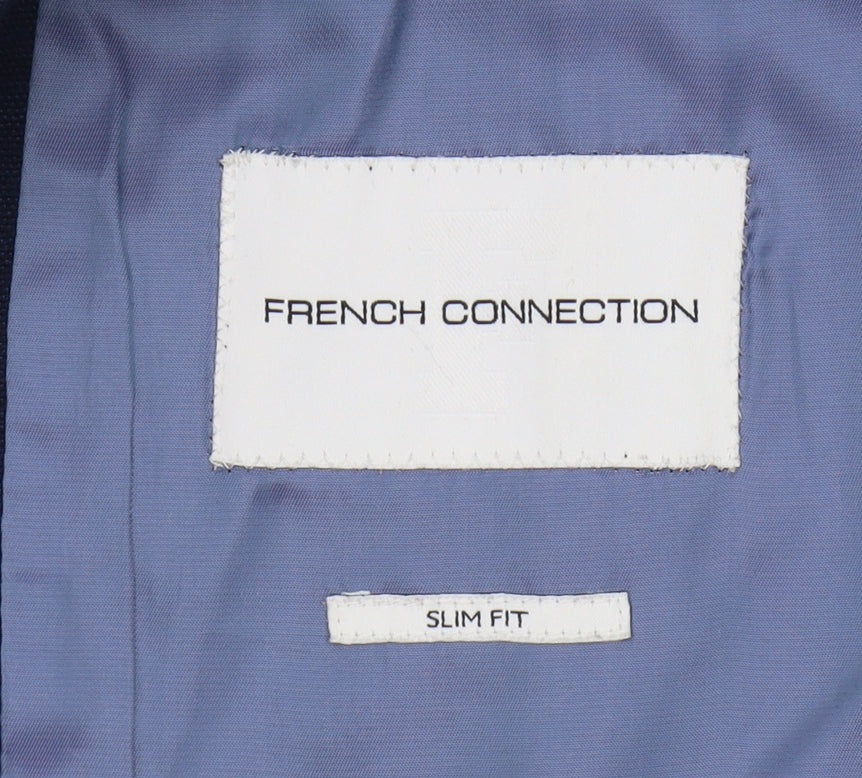 French Connection Men's Blue Slim Fit Waistcoat Size 38R