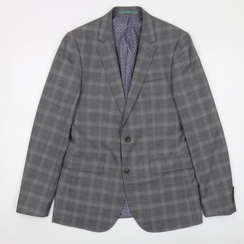 Burton Menswear Grey Check Slim Fit Blazer, 38R