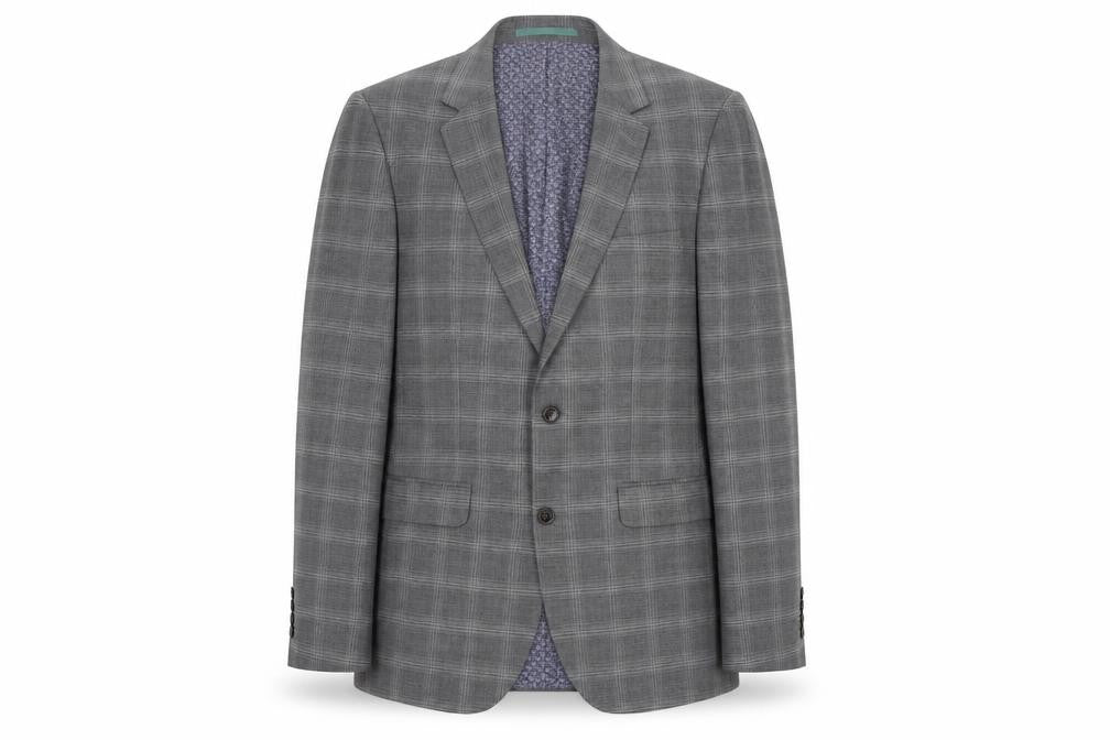 Burton Menswear Grey Check Slim Fit Blazer, 38R